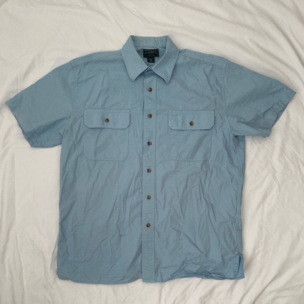 Men’s Filson Blue Button Up Shirt Size Medium